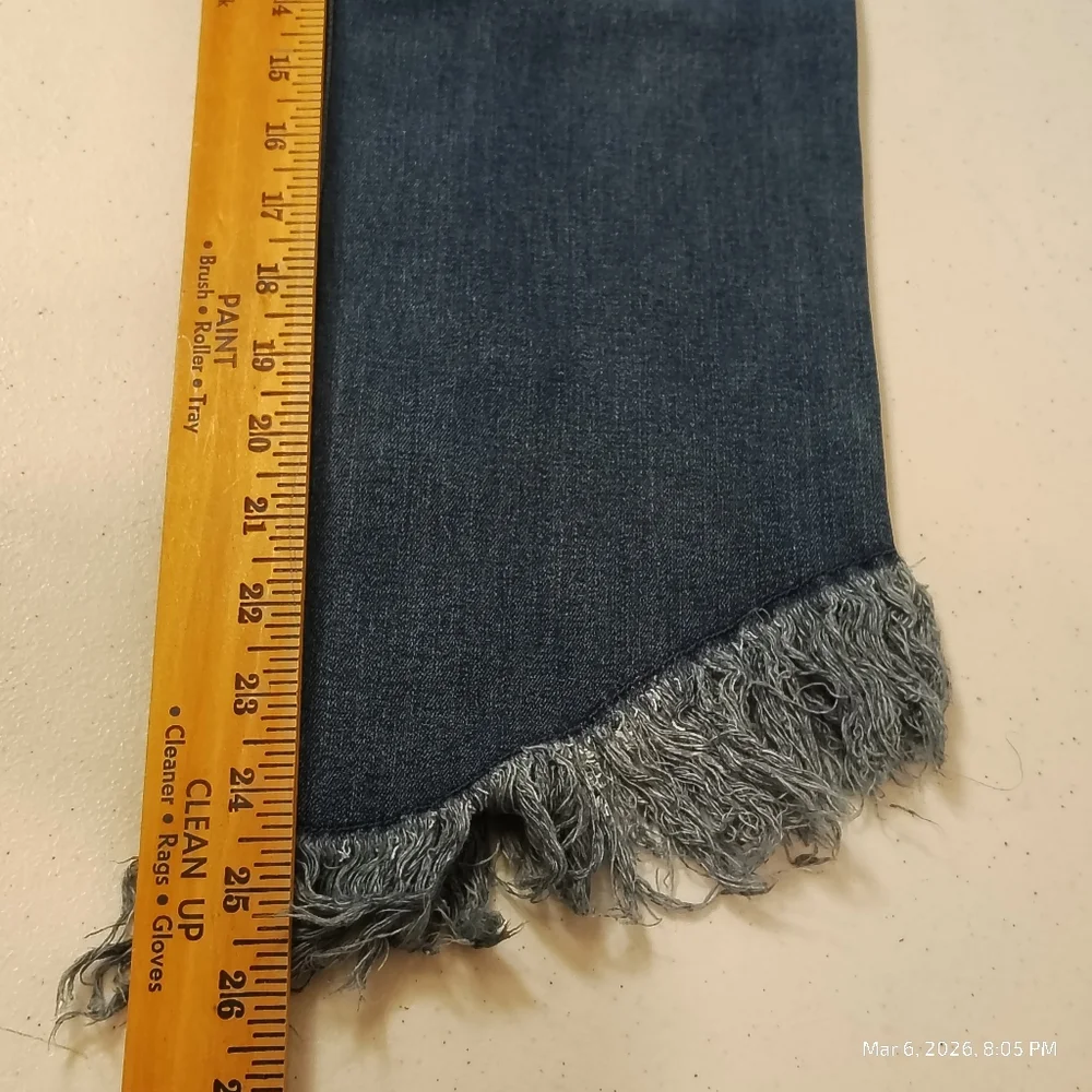 INC Rainbow Fringe Cropped Skinny Jeans Indigo Denim Women's Size 6 RAW HEM - Picture 9 of 9